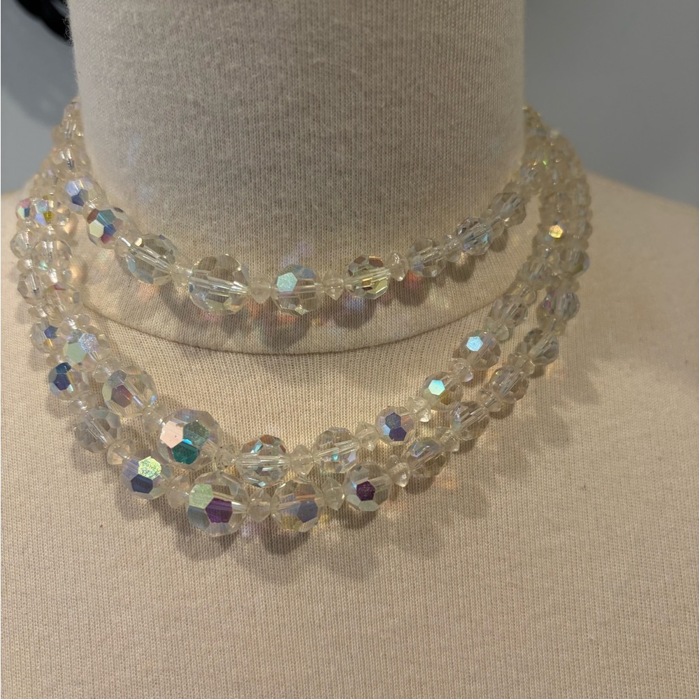 Iridescent Crystal Beaded Choker Necklace